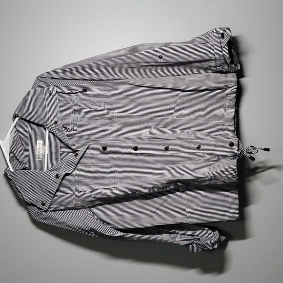 Christopher & Banks button front cinched waist shirt jacket 100% cotton - Picture 1 of 14